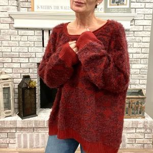 14th & Union Fuzzy Jacquard Cozy Knit Sweater XL